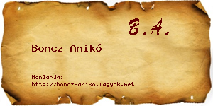 Boncz Anikó névjegykártya